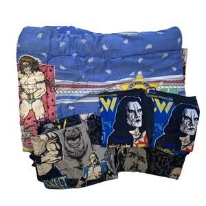 Vintage Rare WCW WWF 1999 Full Bedding Set Comforter Pillowcase Sheets Bed